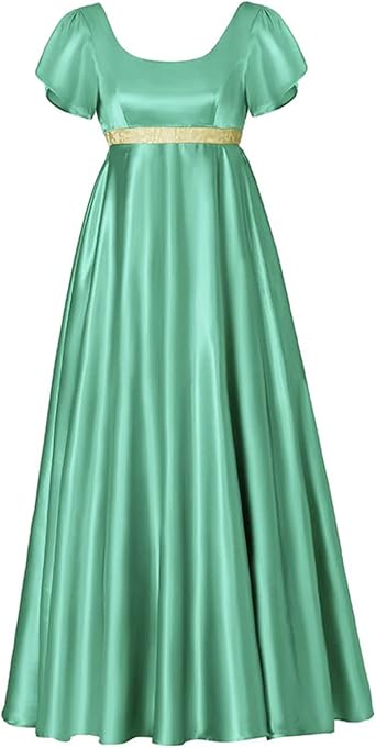 kinstell Regency Dresses for Women 1800s Dress Satin Vintage Regency Dress Sash Victorian Tea Party Gown