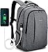 TIGERNU Laptop Backpack, Business Slim Anti-theft Backpacks with USB Charging Port, Water Resistant College Bookbag with Laptop Compartment for Men Work, Fits 15.6 Inch Laptop and Notebook, Black