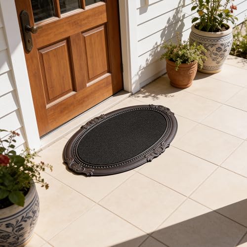 Image of Encasa XO Rubber Door Mat, Anti Skid Heavy Duty Floor Mat, Home Black 1