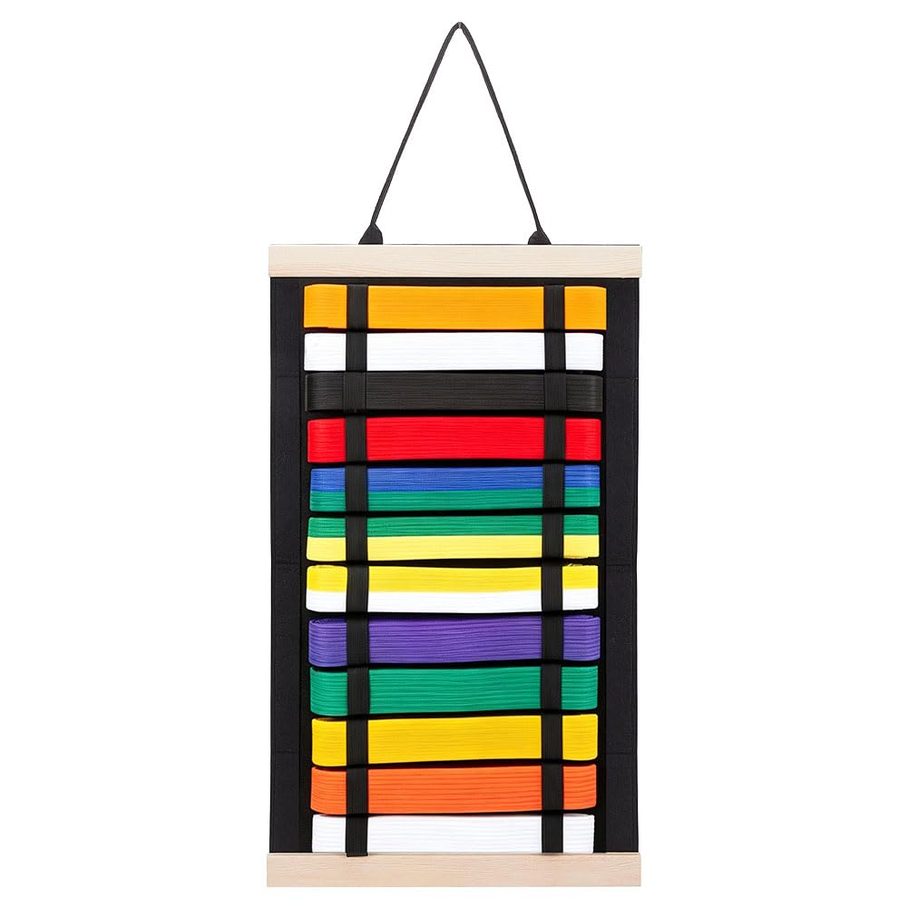 UNICRAFTALE 12 Karate Gürtel Display Ständer Schwarz Martial Art Halter Filz Taekwondo Rack Holz Kunst Gürtel Display Für Kampfkunst Anfänger 610x335x3mm 24.02x13.19x0.12Zoll