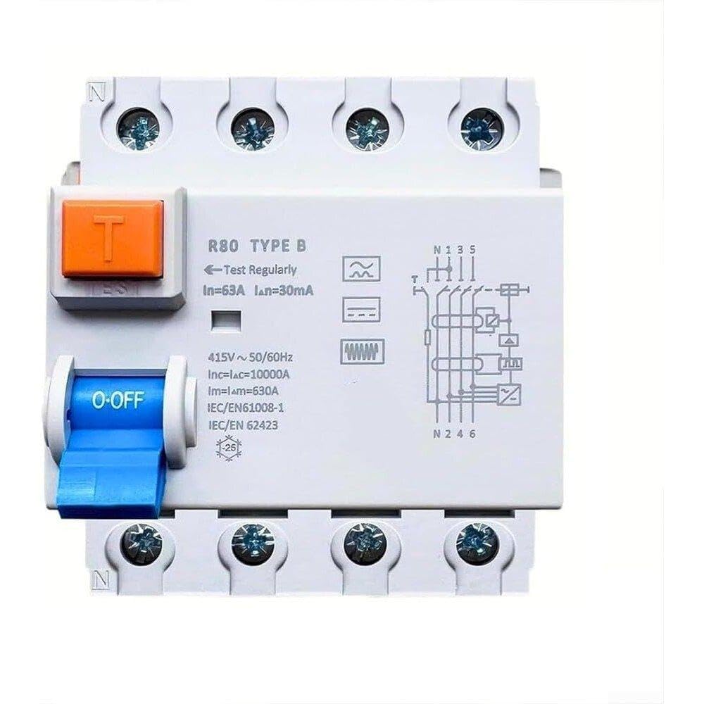 Interruttore Automatico 63A 30mA Dispositivo A Corrente Residua A 4 Poli Tipo B Con Protezione Dai Guasti CA Ad Alta Frequenza E CC Bassa Componenti elettrici