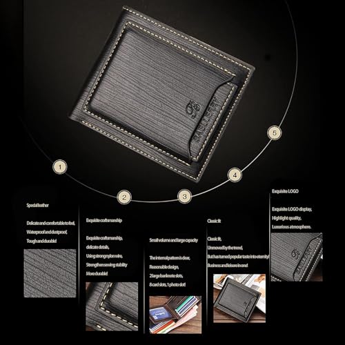 Wallets，Mens Wallets， Super Slim Minimalist Front Pocket Credit Card Holder Banknote with Compartments Coin Pocket ID Window(Black)3