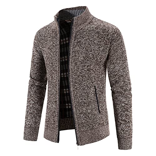 Mens Full Zip Knitted Cardigan Sweater Stand Collar Slim Fit with 2 Front Pockets Warm and for Casual Wear2