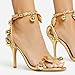 MissHeel Metallic Stiletto Heels Open Toe Gold Heels for Women Heart Heels with Ankle Strap Sexy High Heels Size 6
