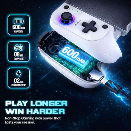 Image of PunnkFunnk Gaming Controller Lite Wireless Bluetooth Gamepad for Android, iOS, PC & Smart TV with Turbo Function, Ergonomic Grip, Rechargeable Battery (GX Pro White)