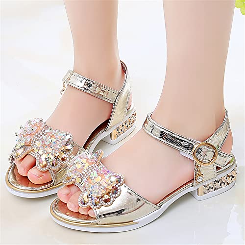 Toddler Girls Glitter Bow Sandals Kids Princess Bling Crystal Summer Shoes2