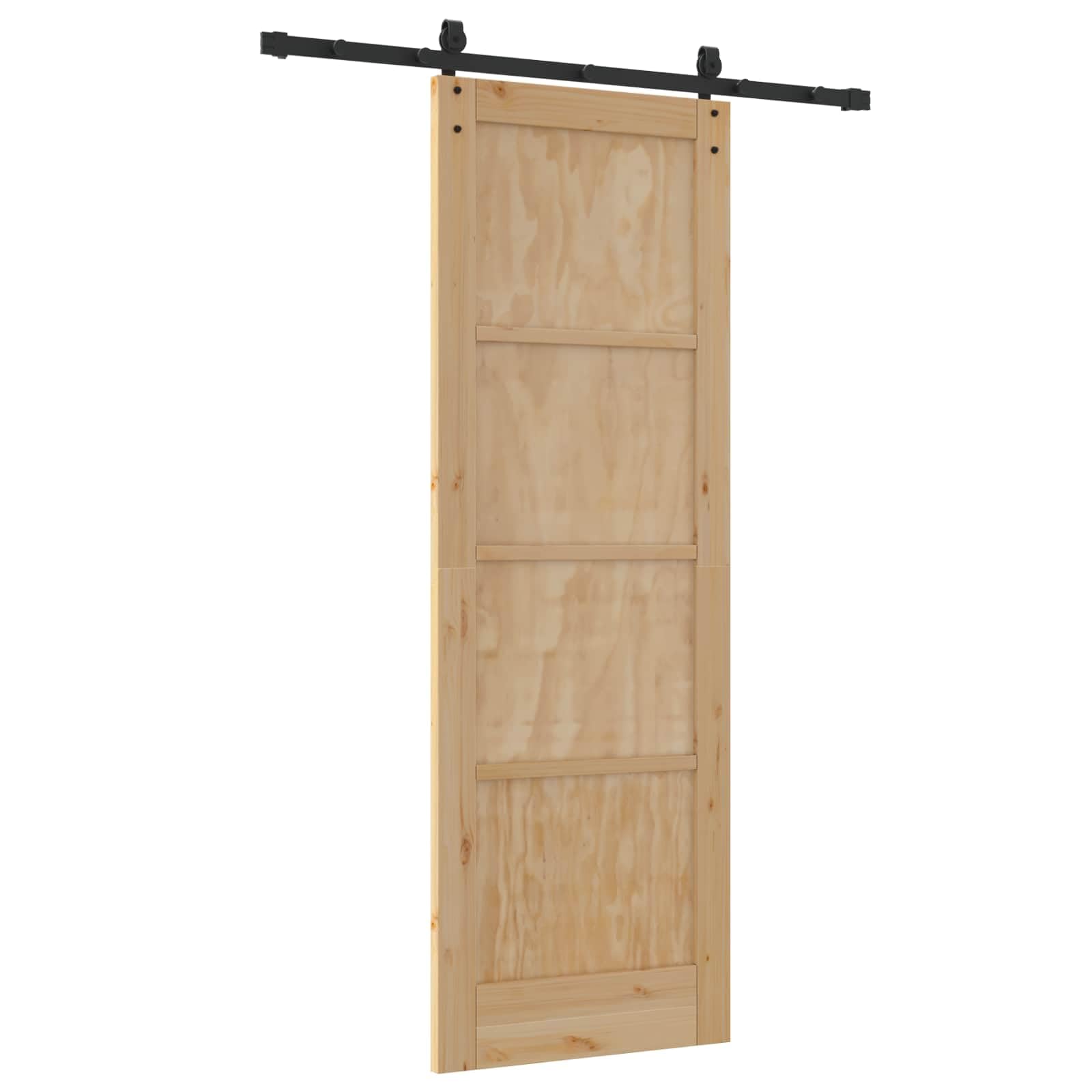 Puerta corredera ORKDAL pino macizo natural 73,5 x 211 cm Set | Puerta de madera de ahorro de espacio para dormitorio y sala de estar con sistema deslizante silencioso de acero resistente.