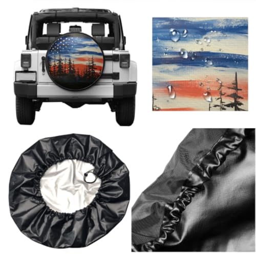 Image of Spare Tire Cover American Flag Waterproof Dust-Proof Universal 17 Inch Wheel Protectors Camper Tire Cover Fit for RV Trailer Truck Jeep SUV Rav4 Motorhome Travel Trailer Accessories