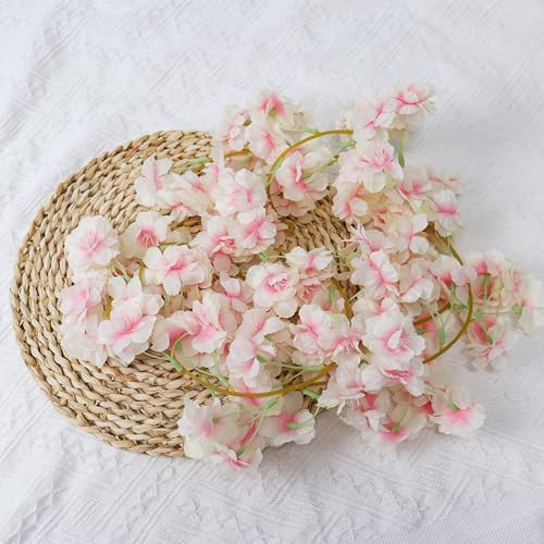 3 Stück 180cm Künstliche Kirschblüten Girlande Blumenranke,Künstliche Blumengirlande Deko,Kirschblütengirlande,Künstliche Blume Girlande für Außen und Innenhochzeit Wand Schlechte Dekoration