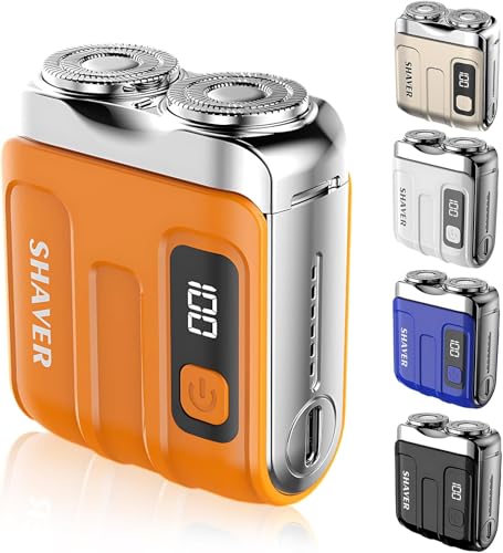 Image of Portable Mini Mens Electric Shaver Compact Dual Head Shaver, Orange
