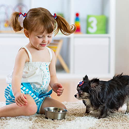 Waydress 40 Pieces/ 20 Piars Patriotic Dog Hair Bows For 4Th Of July Pet Dog Rhinestone Hair Bows With Rubber Bands White Blue Red Pet Hair Accessories Independence Day Pet Supplies #TOP5