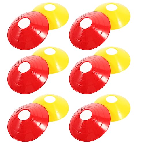 VANZACK 12pcs Soccer Training Sign Discs Durable Pe Football Markers for Practice Non-Slip Training Supplies Red Yellow Agility Discs for Present for Soccer Enthusiasts