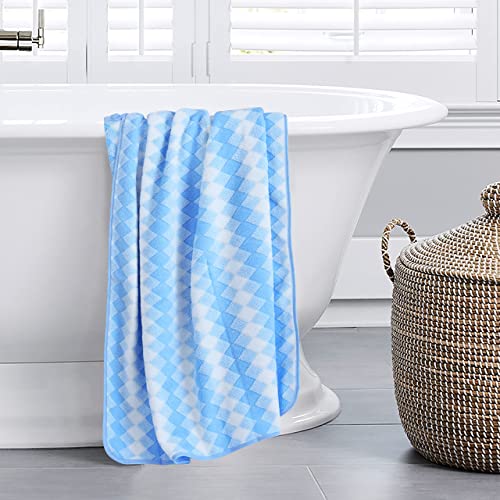 Image of Spread Spain Microfiber Towels for Bath | Coral Large Bath Towel | Extra Soft Plush & High Absorbent |360 GSM | Bath Towel for Men and Women |70x146 cm (Blue)