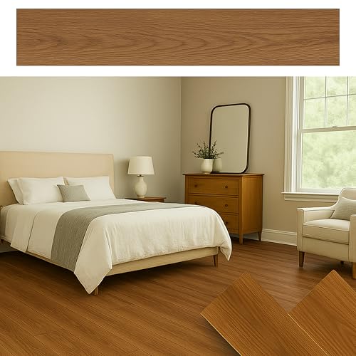MAKA Pavimento PVC Adesivo Effetto Legno Parquet Listone (15 PZ) Rivestimento Vari Colori Rovere Rustico Pellicola Copri Piastrelle Autoadesivo senza Ftalati Interno 2 metriquadri (Quercia Scura)