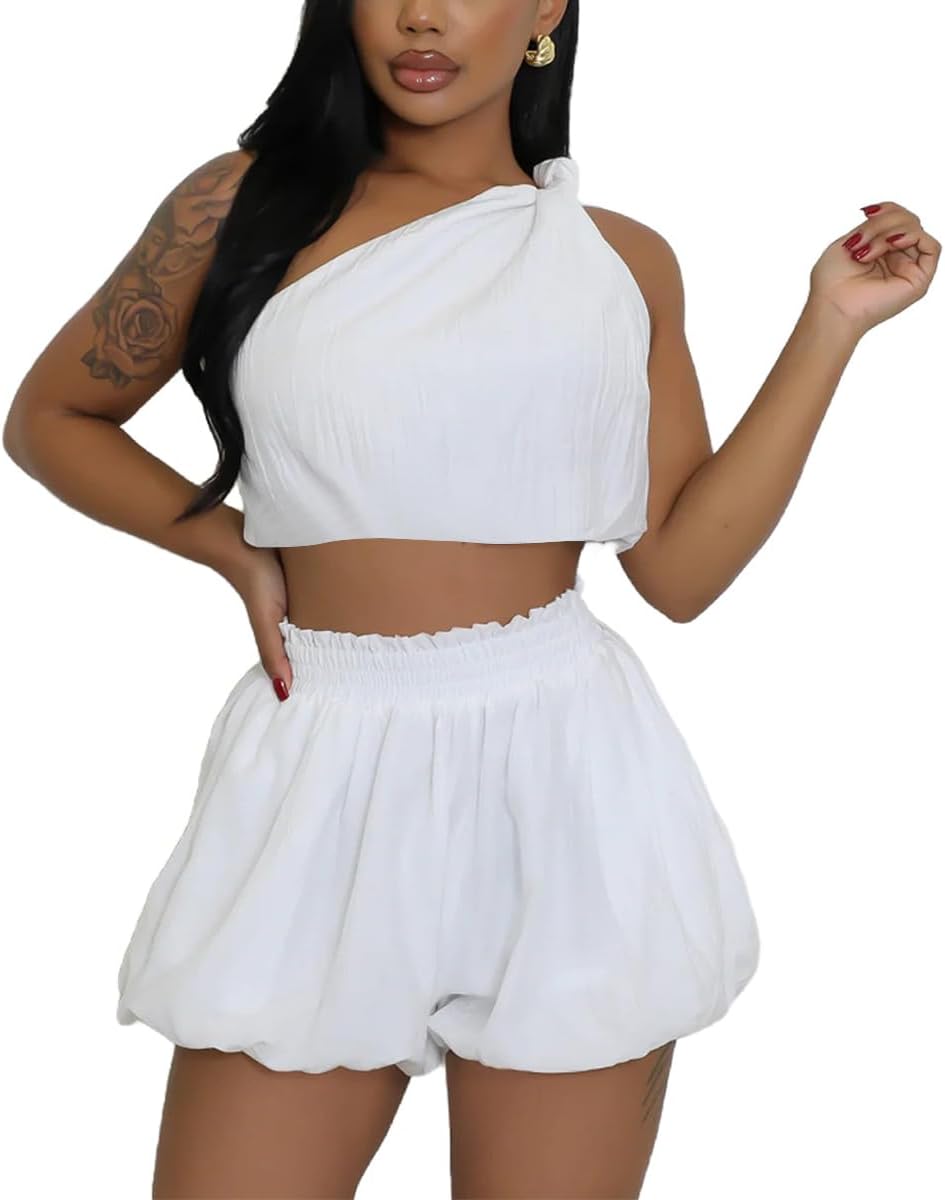Womens summer 2 piece outfit with off shoulder top