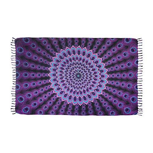 Manumar - Pareo para mujer, opaco, con hebilla, 225 x 115 cm, XXL, tamaño grande, hippie Pavo lila. large