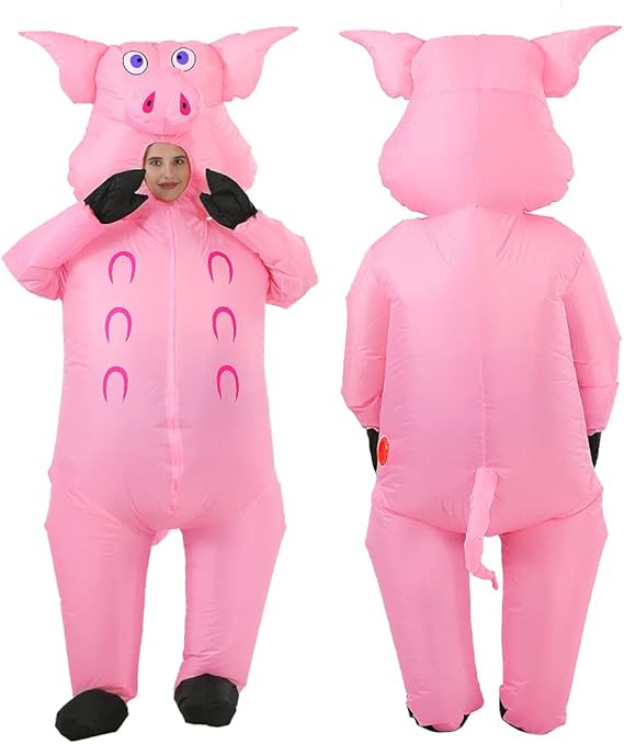 JASHKE Pig Costume Inflatable Costume Blow up Pig Costume
