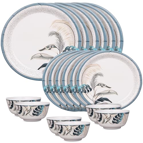 Image of Golden Fish Melamine 18 Pieces Dinner Set - Durable, Stylish, BPA-Free Tableware, Crockery Set for Dining & Gifting | Plates & Bowls (Rose MARRY-3-FHPB-18)