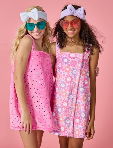 iscream Big Girls' Silky Soft Plush Spa Wrap for Home, Travel, Summer Camp - Love Fest Collection4