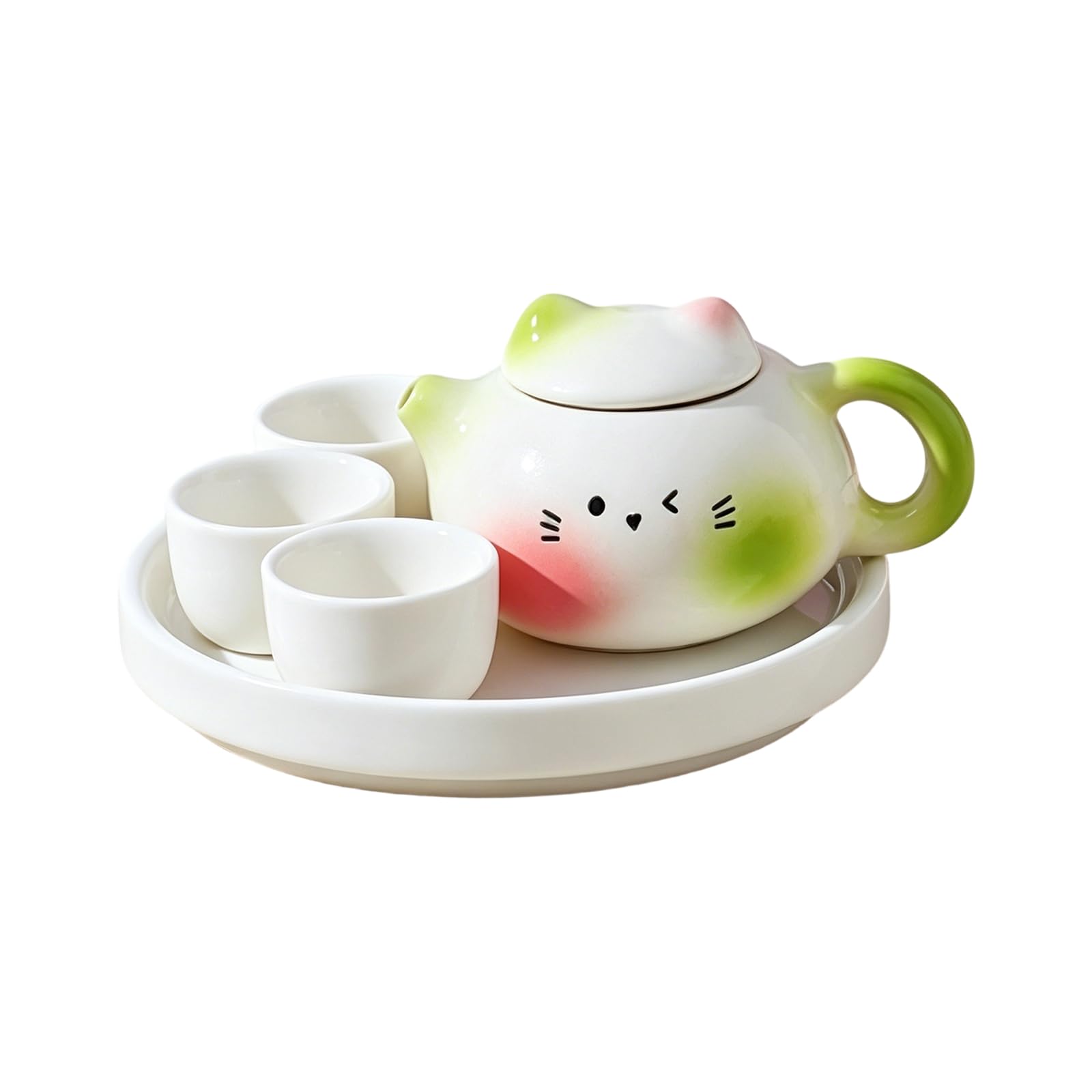 MALSSE Miniature Tea Service Accessories Set Cats Theme Miniature Tea Cup Teapot Decoration for Home Use Educational Set