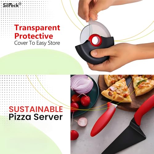 Pizza Cutter Wheel & Server Set - Effortless Slicing & Serving with Comfort Grip Handle - Smooth Cutter with Server for Pizza & Cakes - Image 3