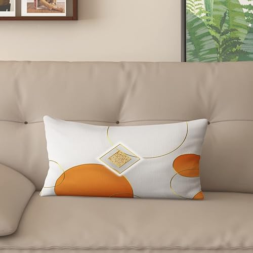 Funda de almohada decorativa para sofá de sala de estar, patrón impreso de doble cara, funda de cojín naranja geométrica abstracta estilo nórdico,