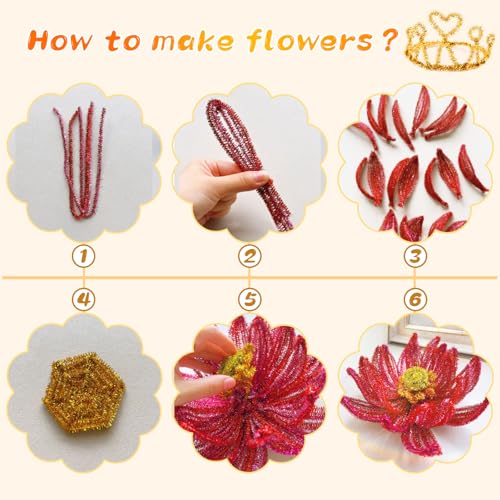 Image of 100 Pcs Pipe Cleaners, Glitter Gold Pipe Cleaners Bulk for Crafts