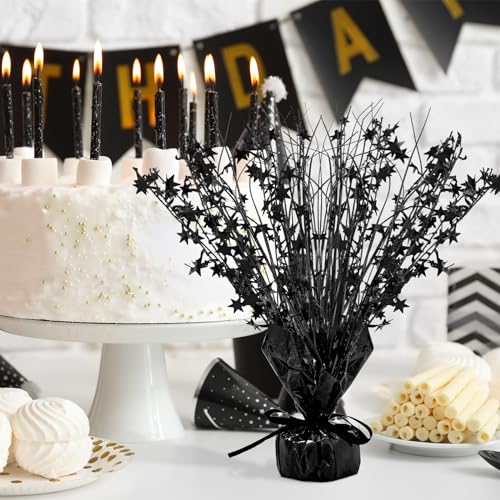 Image of Crowye 3 Pieces Metallic Foil Spray Centerpiece Birthday Table Decoration Star Burst Centerpieces Graduation Table Decor for Birthday 2026 Party Holiday(Black)