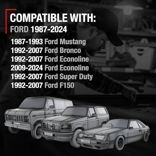 Image of Manual Window Crank Handle, 1pc - Front /Rear Left or Right - Compatible with 1987-2023 Ford Mustang Bronco, Econoline, Super Duty, F-150 - Plastic Cover, Metal Body - OEM E6DZ5423342A, F7UZ1523342AAA