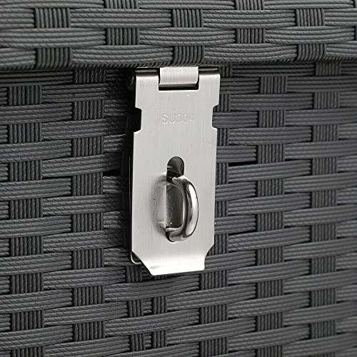 HLJMAQ 150cm Hubautomatik Gartentruhe Box Auflagenbox Poly Rattan XXL schwarz – Bild 6