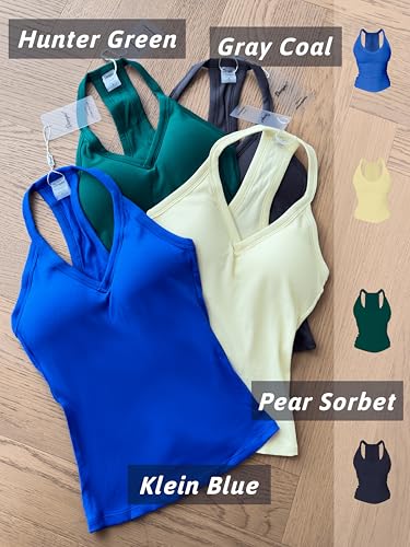Danysu Workout Tops for Women Sexy Tank Top for Women with Built in Bra Spring Tops 2025 Trendy Going Out Womens Tops Ribbed Gray Coal L - 4