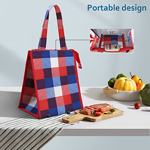 Iknoe Lunch Bag Insulated Lunch Bags For Women Men Reusable Lunch Tote Portable Adult Thermal Large Lunch Cooler For Work Picnic Beach-Red Plaid #TOP4
