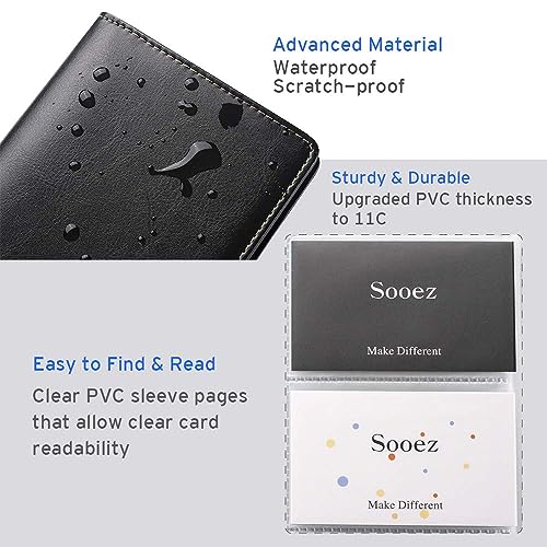 image for Sooez Leather Professional Business Card Book Holder Organizer, 240 Ca