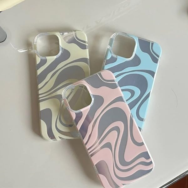 Image of PEEPERLY Back Cover Case for iPhone 13 Pro Max Soft TPU, Shockproof Protective Artistic Colored Striped Back Case(Blue)