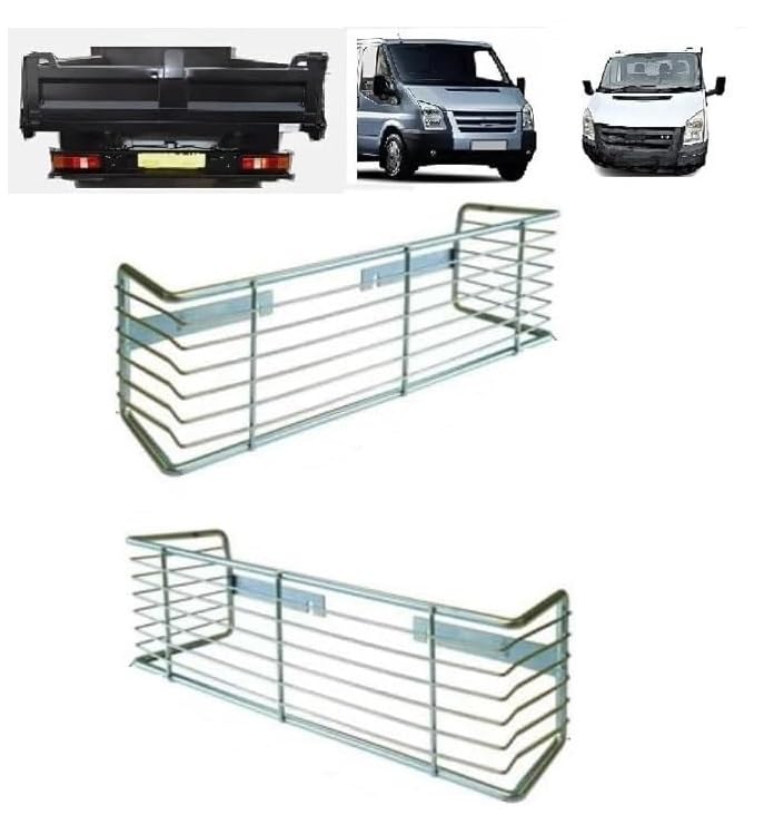 COPPIA GRIGLIA PARASASSI PROTEZIONE FANALE POSTERIORE STOP SU BARRA PARAINCASTRO PER FORD TRANSIT T 350 300 DAL 2006/2013-420x130 mm