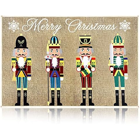 Nutcracker Doormat Merry Christmas Doormat Happy Holidays Doormat Washable Non Slip Floor Rugs Christmas Soldier Floor Mat for Front Porch Door Bathroom 24 x 16 Inches (Let It Snow Style) Cover