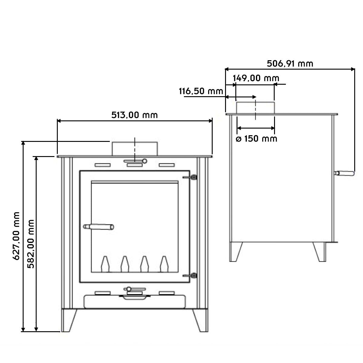 SOLARIS Poêle à bois à accumulation 8,8-12 kW - bûches de 45 cm - rendement élevé