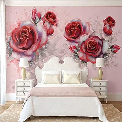 LYSYMO Custom Mural 3D Flower Wallpaper for Walls Floral Background Warm Rose Papel Home Decor Tapiz 55x28 in