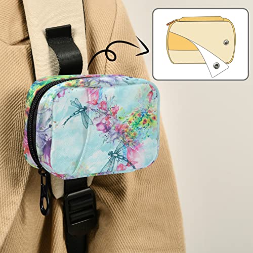 Image of Pill Case 7 Day Pill Organizer Watercolor Dragonfly Travel Pill Case Portable Weekly Pill Box Bag Container Vitamin Supplement Holder with Zipper for Family Business