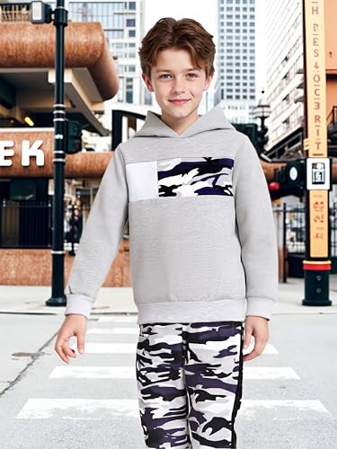Image of 2-6T Toddler Baby Boy Clothes Long Sleeve Hooded Pullover Colorblock Sweatshirt + Pants 2pcs Fall Winter Outfit Set