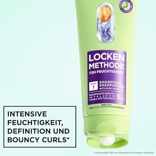 Garnier Feuchtigkeitsauffüllendes Haarpflege-Set für alle Arten von Locken mit Shampoo, Spülung, Haarmaske, Spray, Lockenpflege, mit Hyaluronsäure & Sheabutter, Fructis Lockenmethode, 4-teilig