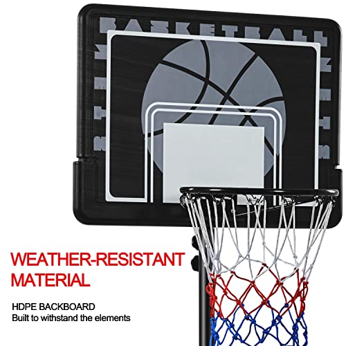 Yaheetech Height Adjustable Basketball Hoop Stand Portable Basketball Goal System Set With 32'' Pe Backboard W/ 2 Wheels 7.7Ft-8.7Ft Height Use For Indoor & Outdoor Sports #TOP5