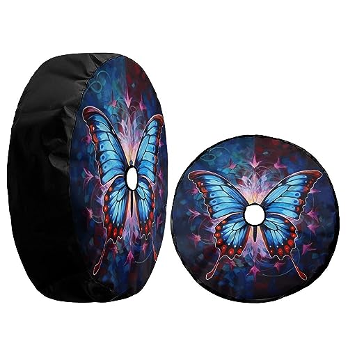 Image of Delerain Spare Tire Cover with Backup Camera Hole Butterfly Purple Flower Wheel Covers Waterproof Dust-Proof UV Sun Universal Fit for RV Trailer RV SUV Truck (18 Inch for Diameter 32 inch-34 inch)
