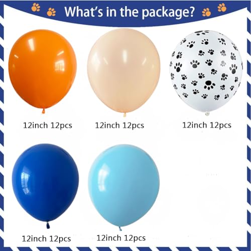 12 Inch 60 Pcs Blue and Orange Latex Balloons Kit Dark Light Blue Orange Wedding Party Decorations Basketball Birthday Bridal Baby Shower Decor Supplies Kids Boys Girls by DUILE - Used condition - Image 2
