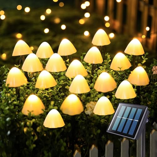 LED Mushroom Solar Lights - 5M 20 Led Solar Mushroom Garden Lights