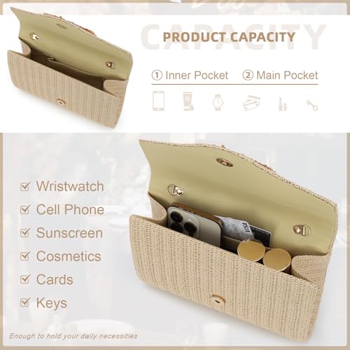 Image of GOKTOW Straw Clutch Purse Rattan Summer Woven Beach Handbags for Women Wedding Vacation Travel Party 2025