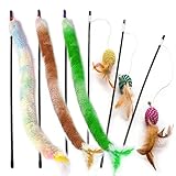 GingerUPer Katzenspielzeug Feder,Interaktives Katzenangel Katze Spielzeug Katzen-Spielstab Katzenspielzeug-Stab mit Federn Stab und Glocken für Kätzchen oder Katze