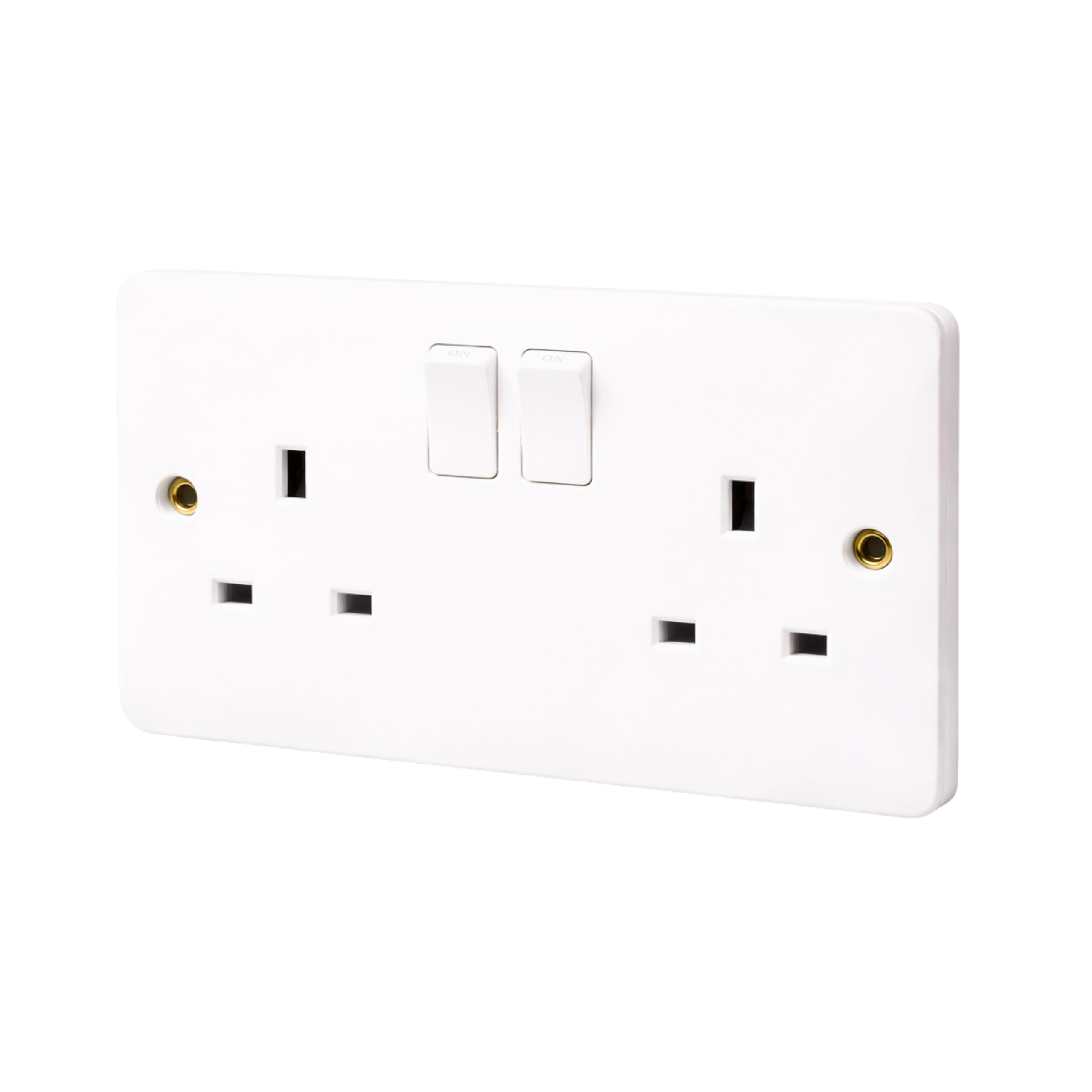 SHPELEC ® Premium Curved Edge White Electrical Sockets Range - Convenient and Versatile Power Solution (2G Socket, 1 Pack) — image 1