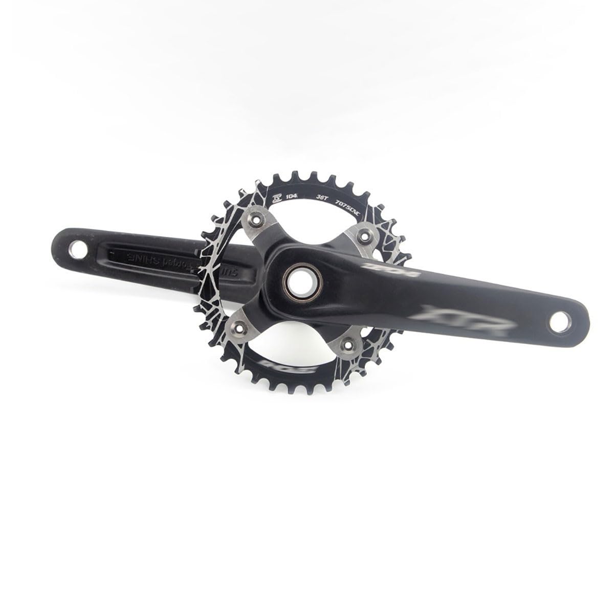 HZXQCVB 170mm Mountain Bike Crankset 104 32T/34T/36T/38T Chainring Hollow Integrated Crankset Aluminum Alloy MTB Crank Arm Set(Svart,32T)