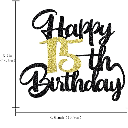 Image of Klionjor 15th Happy Birthday Cake Topper - Happy Birthday Decoration for 15th Party - Gift Plugin (15)
